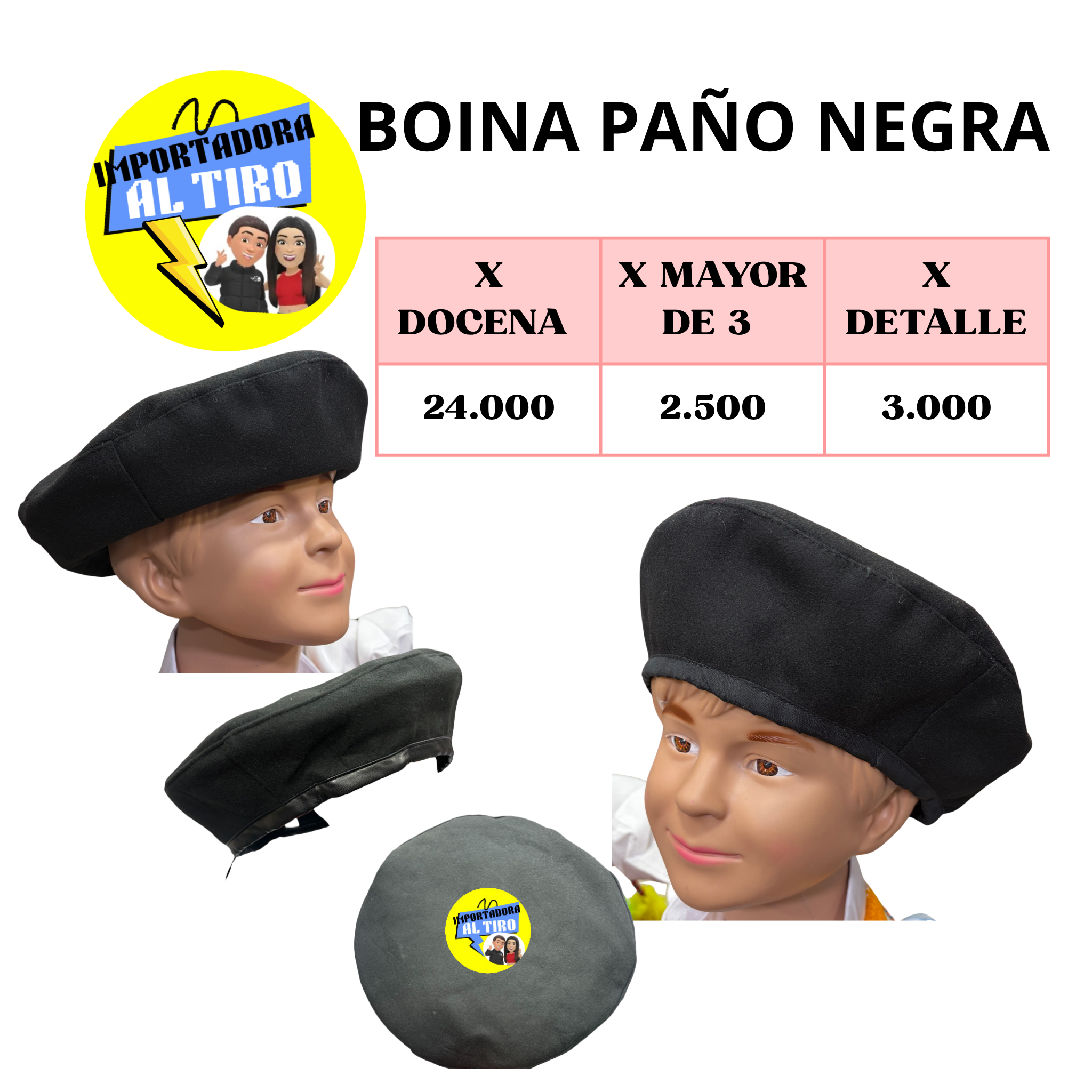 BOINA DE PAÑO NEGRO