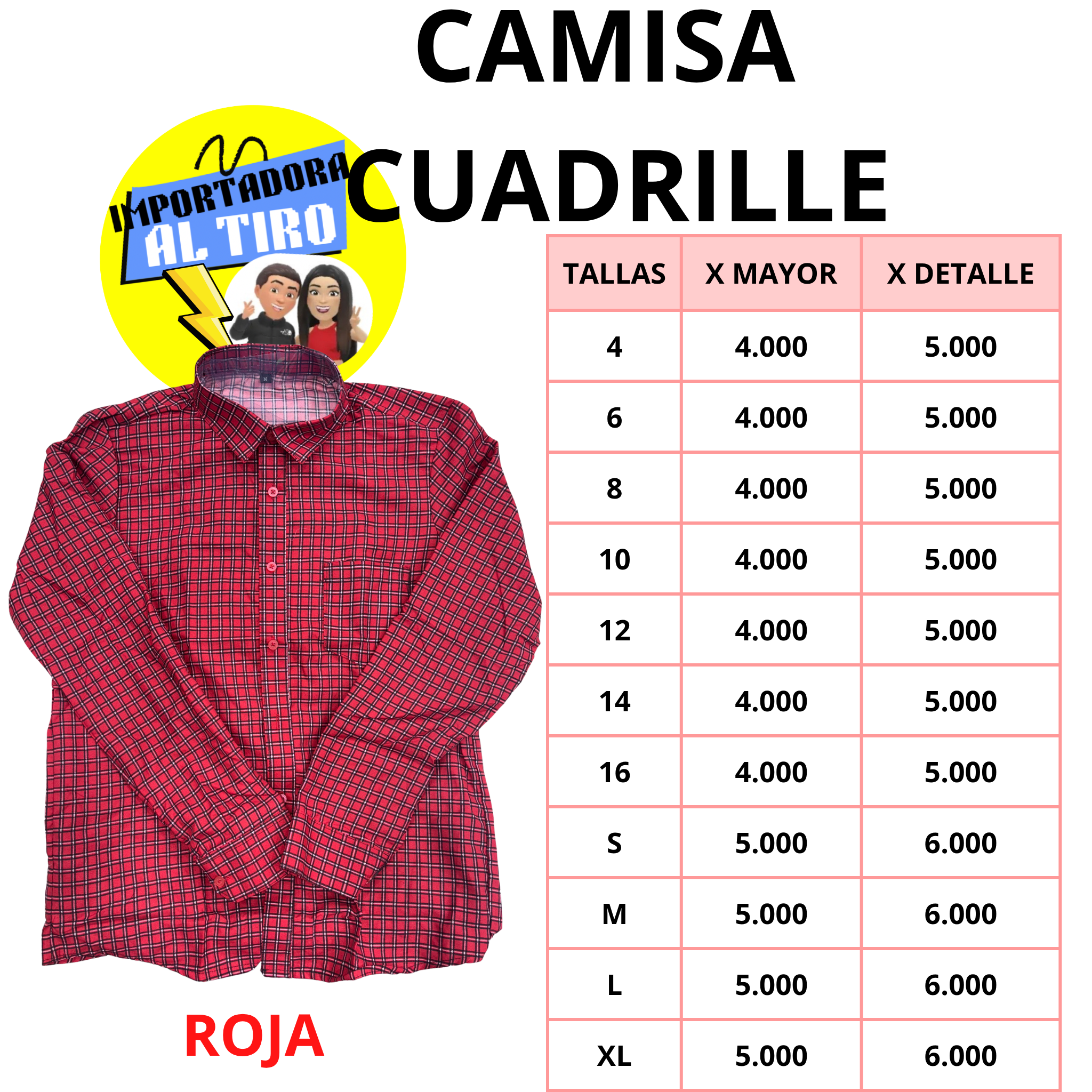 CAMISA CUADRILLE ROJA