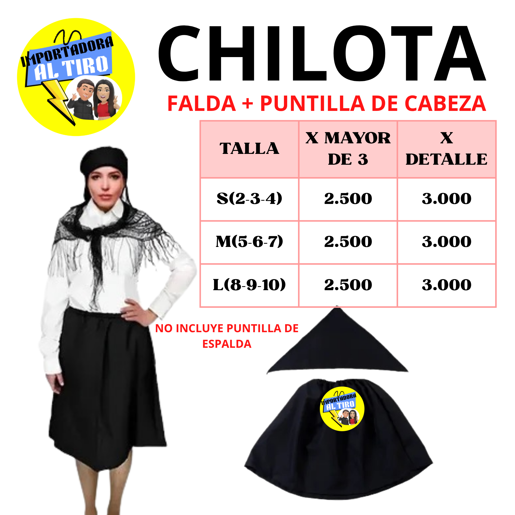 CHILOTA FALDA + PUNTA DE CABEZA