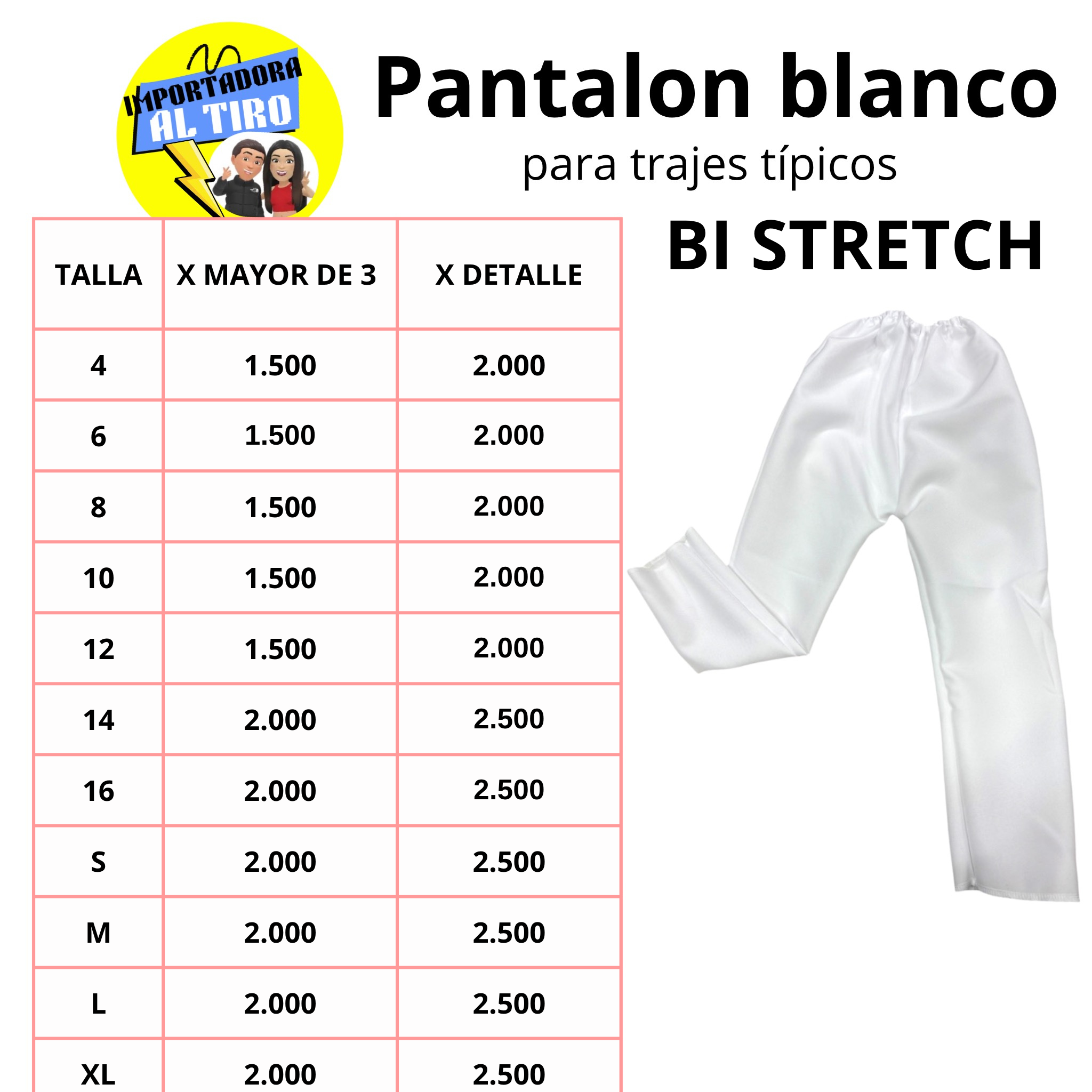 PANTALON BLANCO BI STRETCH