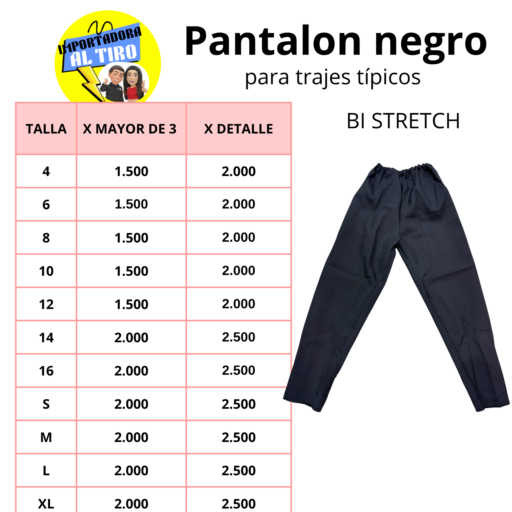 PANTALON NEGRO BI STRETCH