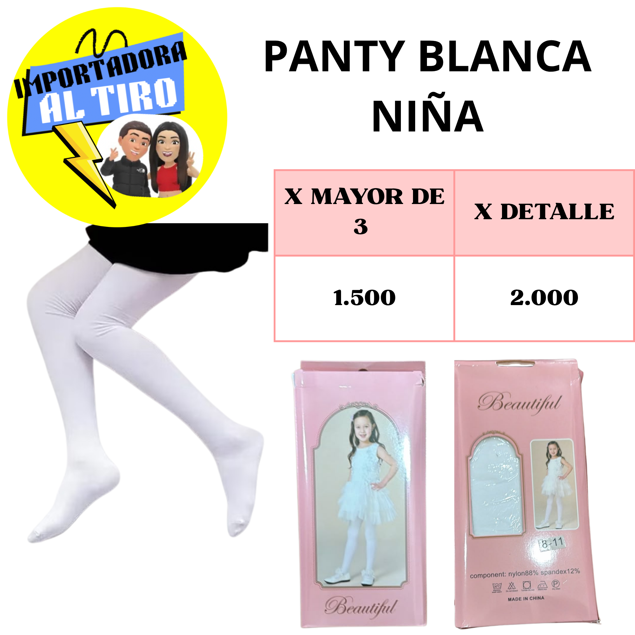 PANTY BLANCA NIÑA