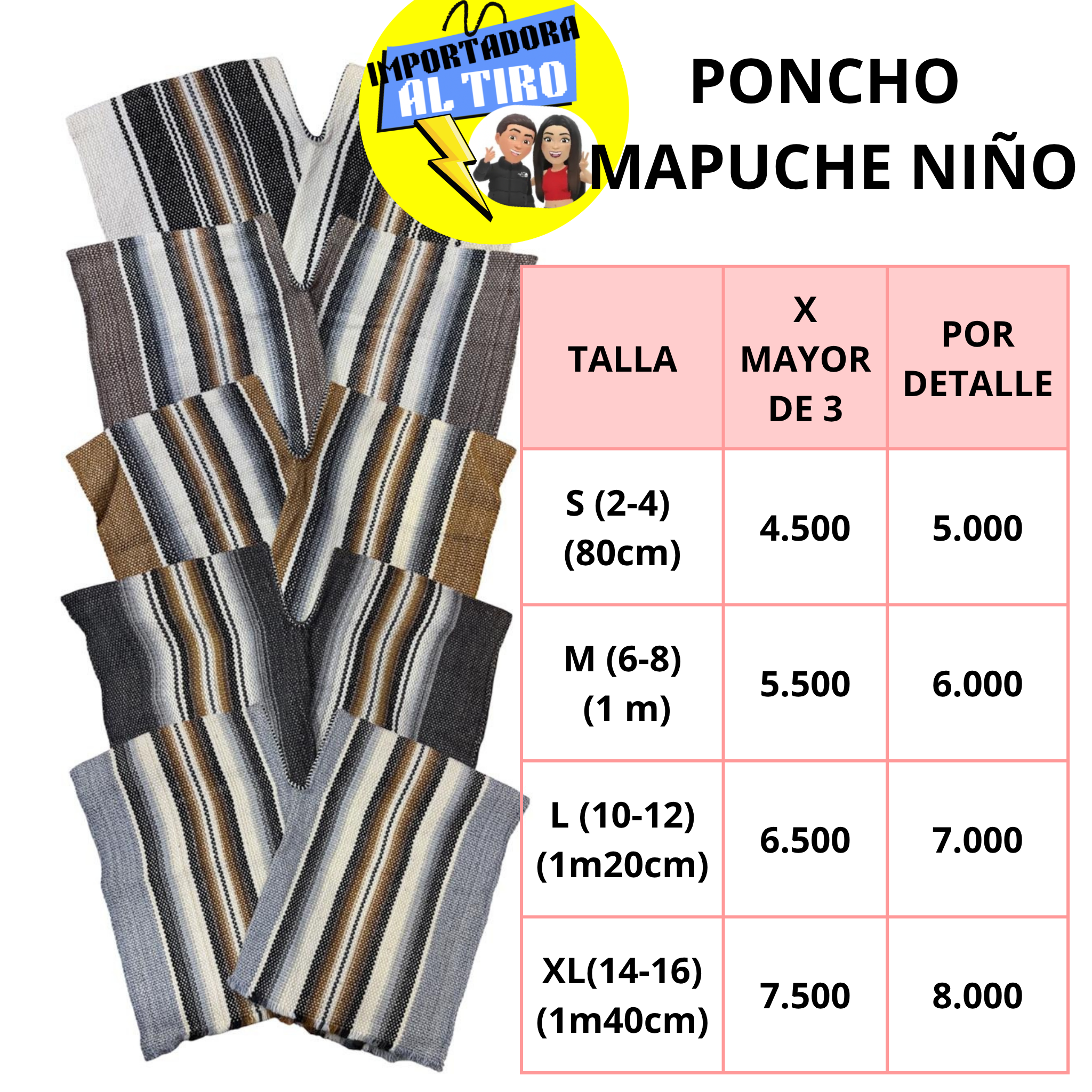 PONCHO MAPUCHE NIÑO